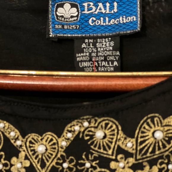 Bali Collection Beaded Sequined
Batwing Short Sleeve Blouse Top - Picture 7 of 9